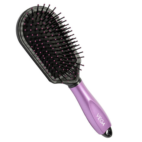 Buy VEGA Cushion Hair Brush with Cleaning Comb for Women & Men | Detangling Hair Brush for Smooth & Tangle Frizz-Free Hair | Grooming, Scalp Massage, Less Breakage, Hair Styling & Daily Use| (E18-CB) 1 pc-Purplle