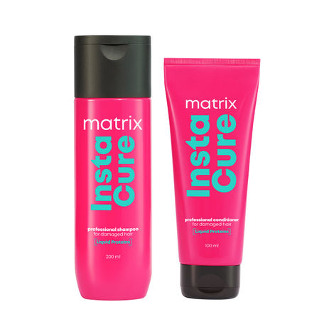 Buy Matrix Insta Cure Professional Liquid Protein Shampoo + Conditioner for Damaged Hair| Ditch Damage from the 1st Use*| Reduced Split Ends, Breakage, Knotting, (200ml + 100ml) Combo of 2-Purplle