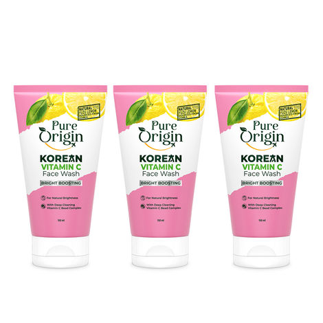 Buy Pure Origin Korean Vitamin C Gel Face Wash | With Microbeads for Deep Cleansing | Removes Oil & Dirt | For Bright & Spotless Glow| Suitable for All Skin Types | 150 ml each (Pack of 3)-Purplle