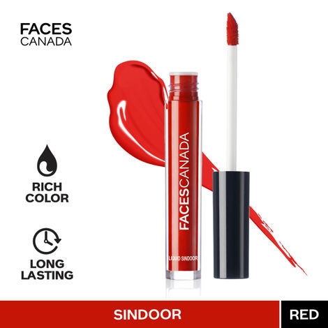 Buy FACES CANADA Liquid Sindoor - Red, 2.5 ml | Highly Pigmented Rich Color | Quick Drying & Long Lasting | Velvet Matte Finish | Water-Proof | Smudge-Proof | Crease-Proof | Sponge Tip Applicator-Purplle