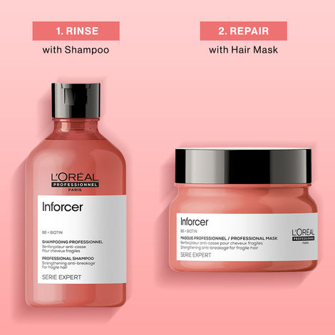 Buy L'Oreal Professionnel Serie Expert Inforcer Shampoo + Combo of Expert Inforcer Mask|With Vitamin B6 & Biotin (300 ml + 250 gm) Combo of 2-Purplle