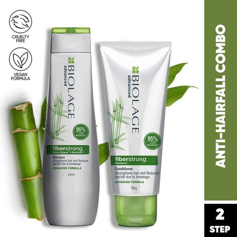 Buy Biolage Professional Fiberstrong Anti-Breakage Shampoo & Conditoner 95% less breakage & Reduces Hairfall With Bamboo Vegan 200 ml + 98 gm Combo of 2-Purplle