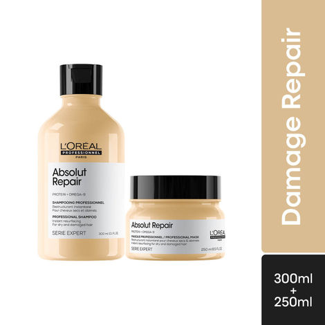 Buy L'Oreal Professionnel Absolut Repair Lipidium Masque (250 ml)+ L'Oreal Professionnel Absolut Repair Lipidium Shampoo (300 ml) Combo of 2-Purplle