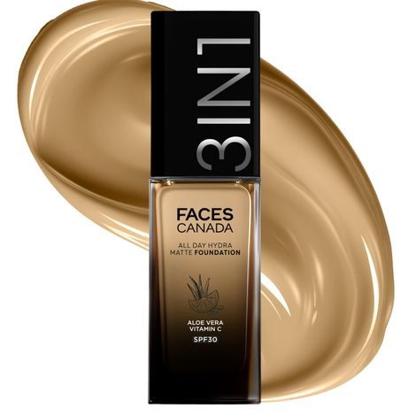 Buy FACES CANADA All Day Hydra Matte Foundation | 3 in 1 Foundation + Moisturizer + SPF 30 | Warm Tan 051, 30 ml-Purplle