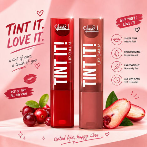 Buy Glam 21 Tint It Lip Balm - Rose Apple & Cramberry 3.5 gm x 2 = 7 gm | Hydration with Vitamin-E, Shea Butter, Avocado Oil, SPF15-Purplle