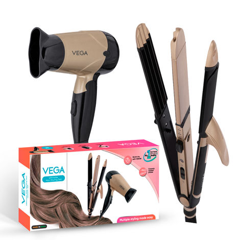 Buy Vega Hair Dryer and Styler Combo Includes: 3 in 1 Hair Styler 1pc and Blooming Air + Hair Dryer 1000W 1pc | (VGGP-10) | Gift set-Purplle