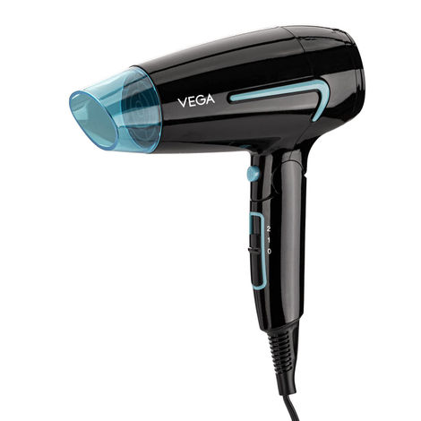 Buy Vega U Style 1600W Foldable Hair Dryer for Women & Men with Cool Shot Button, 2 Speed/2 Heat Settings, Detachable Nozzle, Travel Friendly, Fast Hair Drying, (VHDH-24) 1 pc-Purplle