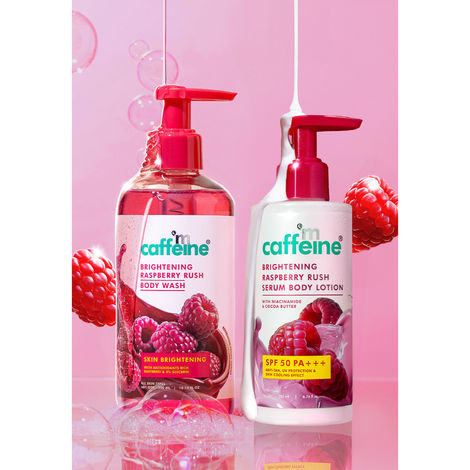 Buy mCaffeine Brightening Raspberry Body Care Kit (Sunscreen Body Lotion 200 ml + Body Wash 300 ml) Combo of 2-Purplle