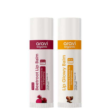 Buy Aravi Organic Tinted & Non-Tinted Lip Balm Combo | Natural Lip Care Duo for Hydrated, Soft & Nourished Lips | With Beetroot & Shea Butter | Suitable for All Skin Type (Pack Of 2)-Purplle