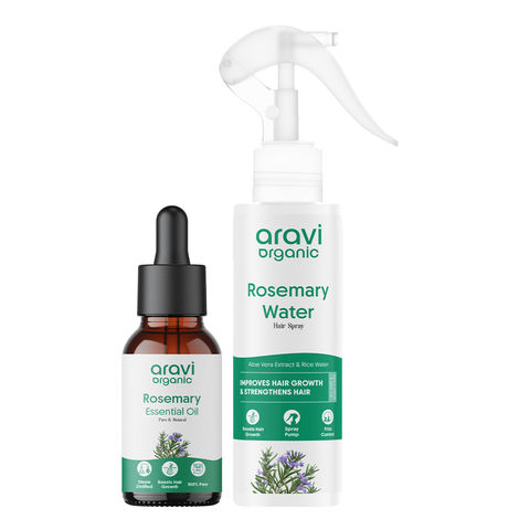 Buy Aravi Organic Rosemary Hair Growth Duo | Essential Oil & Water Spray | Natural Hair Fall Control, Scalp Nourishment & Root Strengthening (Combo of 2)-Purplle