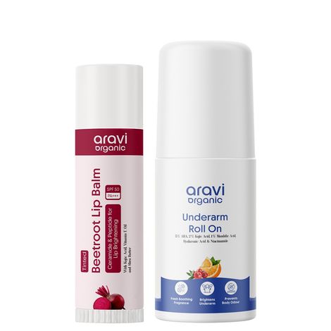Buy Aravi Organic Daily Care Combo | Underarm Roll-On + Tinted Lip Balm | Freshness & Lip Nourishment (Combo of 2)-Purplle