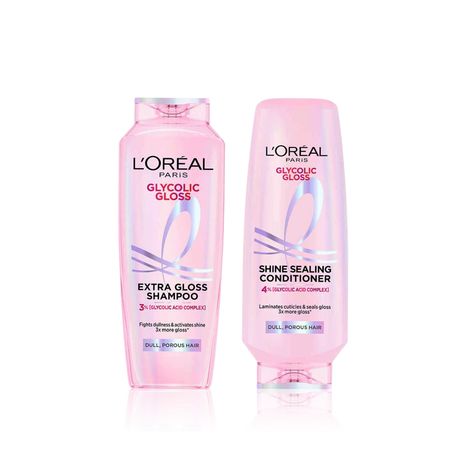 Buy L'Oreal Paris Glycolic Gloss Shine Duo | 3X More Gloss | Shampoo & Conditioner Set (340 ml each) Combo of 2-Purplle