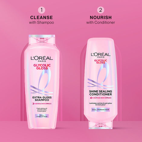Buy L'Oreal Paris Glycolic Gloss Shine Duo | 3X More Gloss | Shampoo 200 ml + Conditioner 175 ml, Combo of 2-Purplle