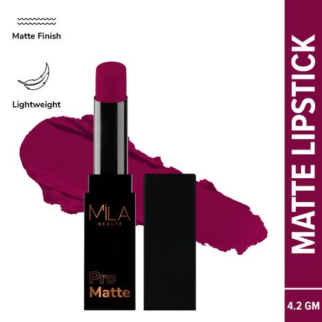 Buy MILA BEAUTE Pro Mattes Lipstick Luxurious Creamy Matte Texture - 12 Madhubala (4.2 gm)-Purplle