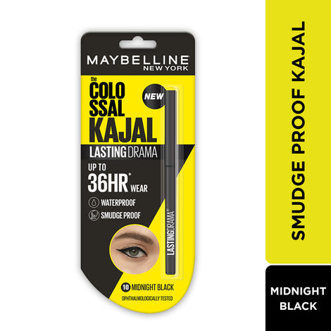 Buy Maybelline New York Colossal Lasting drama Kajal - 36H Wear, Waterproof, Smudge Proof Kajal - 10 Midnight Black, 0.31 gm-Purplle