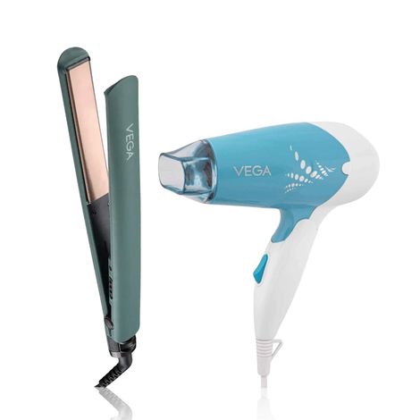 Buy Vega Salon Smooth Hair Straightener & Dryer combo | Salon Smooth Hair Straightener (VHSH-42) & Insta Glam Foldable 1000 Watts Hair Dryer (VHDH-29) Combo of 2-Purplle