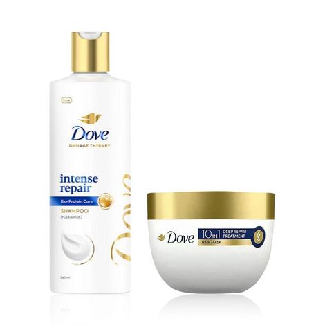 Buy Dove Hair Care Combo (10 in 1 Deep Repair Treatment Hair Mask (120 ml) + Intense Repair Shampoo (340 ml)) Combo of 2-Purplle
