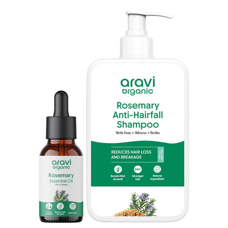 Buy Aravi Organic Rosemary Essential Oil & Rosemary Shampoo Combo | Scalp Nourishment & Hair Fall Control Duo for Hair Growth & Strength | Natural Hair Care Set (Pack Of 2)-Purplle