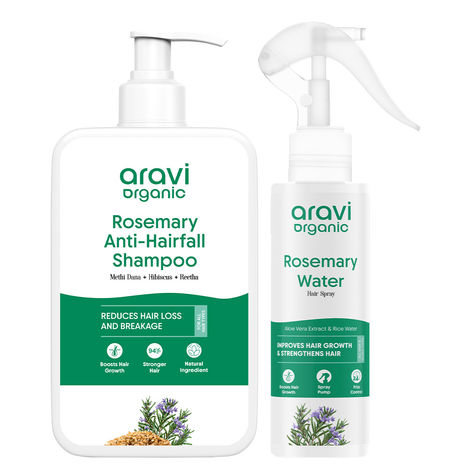 Buy Aravi Organic Rosemary Hair Care Combo | Rosemary Shampoo + Rosemary Water Spray | For Hair Growth, Scalp Nourishment & Reduced Hair Fall | Strengthens Roots, Adds Shine (Pack Of 2)-Purplle