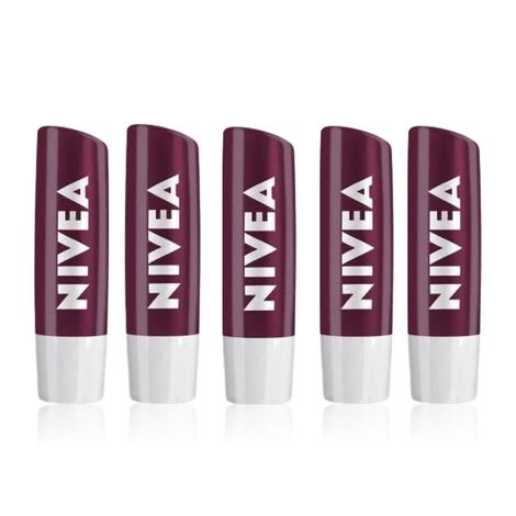Buy Nivea Black Berry Shine Caring Lip Balm Pack Of 5 (4.8 gm x 5)-Purplle