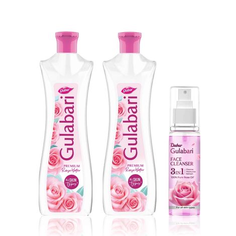 Buy Dabur Gulabari Rose Glow Pack of 3(Premium Rose Water 250ml+Rose glow Cleanser 100 ml+ Gulabari Rose water 400 ml)-Purplle