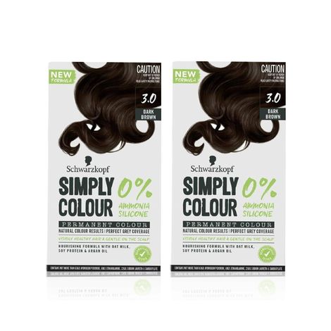 Buy Schwarzkopf Simply Colour Permanent Hair Colour For 100% Grey Coverage Pack of 2 ( 3.00 Dark Brown (142.5 ml) )-Purplle