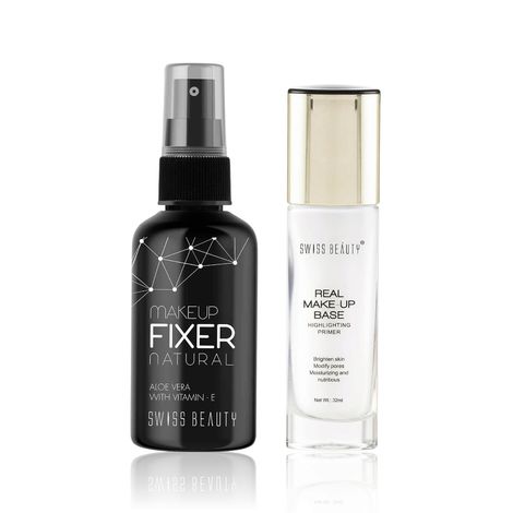 Buy Swiss Beauty Makeup Fixer (70 ml) + Swiss Beauty Real Makeup Base Highlighting Primer - Natural-Tint (32 ml) Combo of 2-Purplle