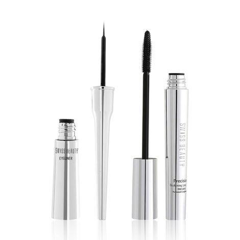 Buy Swiss Beauty Precision Mascara - Black (8.5 ml) + Swiss Beauty Liquid Eyeliner - Black(4 ml) Combo of 2-Purplle