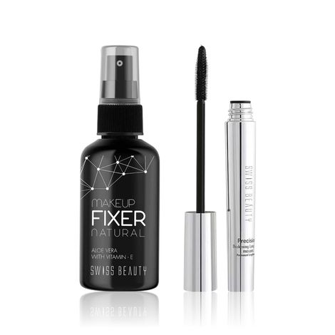 Buy Swiss Beauty Precision Mascara - Black (8.5 ml) + Swiss Beauty Makeup Fixer (70 ml) Combo of 2-Purplle