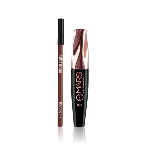 Buy MARS Fabulash Volumising Mascara | Up to 18 Hours Stay | Waterproof with Intense Jet Black Color (12 ml) (Black) + MARS Edge of Desire Matte Lip Liner | One Swipe Smooth Application | Long Lasting Lip Pencil (1.4 gm) (02-DEEP DAWN) Combo of 2-Purplle