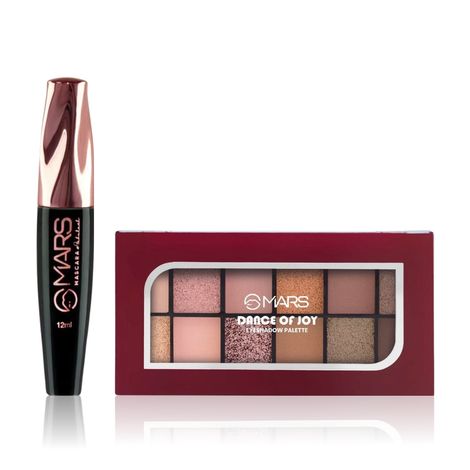 Buy MARS Fabulash Volumising Mascara | Up to 18 Hours Stay | Waterproof with Intense Jet Black Color (12 ml) (Black) + MARS 12 Shades Dance of Joy Eyeshadow Palette | (13.2 gm) (02-Multicolor) Combo of 2-Purplle