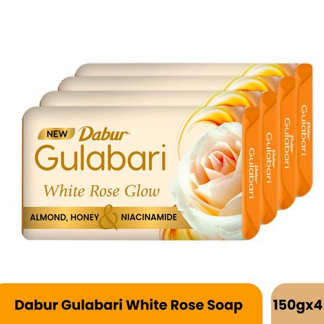 Buy Dabur Gulabari White Rose Soap - 150 gm (Pack of 4) | Moisturizing Bathing Soap for Soft, Glowing Skin for Skin & Body | Goodness of Almond Milk, Honey & Niacinamide-Purplle