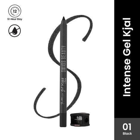 Buy Swiss Beauty Intense Gel Kajal | 12-Hour Stay | Waterproof | Smudge-Proof | Creamy Texture | Highly Pigmented | Multi-Use Eye Pencil - Black (1.2 gm)-Purplle