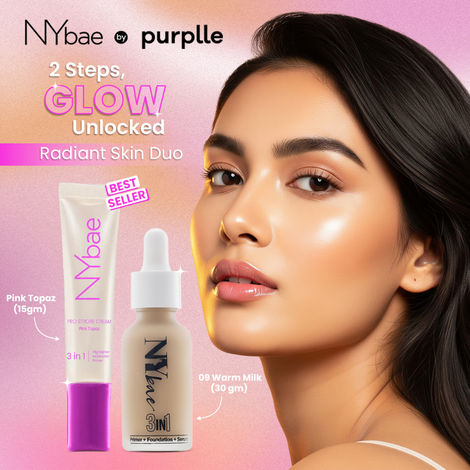 Buy NY Bae Strobe Skin Tint Combo - Fair Skin | Strobe Pink Topaz (12 gm) | Warm Milk Foundation 09 (30 ml)| Skin Tint | Glowy Korean Skin | Fair Skin Tone | Everyday Makeup Kit - Combo of 2-Purplle