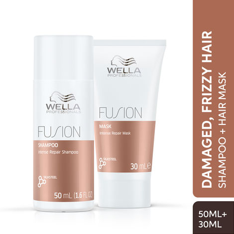 Buy Wella Professionals Fusion Intense Repair Shampoo (50ml) + Hair Mask (30ml) Regime with Silk Amino Acids for Damaged & Frizzy Hair - Combo of 2-Purplle