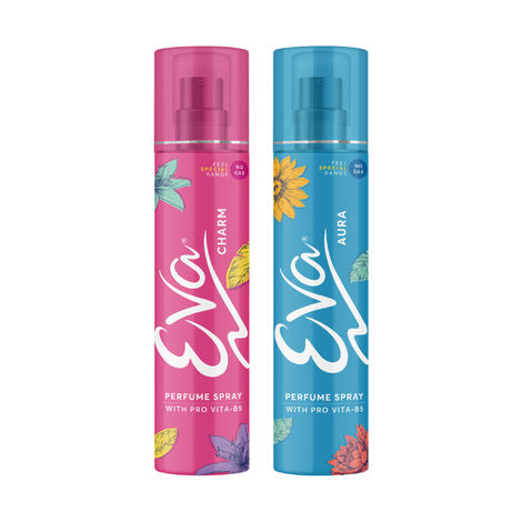 Buy Eva Aura & Charm No Gas Perfume Spray | Long Lasting Perfume Body spray | Floral Grace With Shades Of Mandrine Orange, Cashmirwood & Fresh Citrus Fragrance | Deodorants Women | 120 ml| Pack Of 2-Purplle