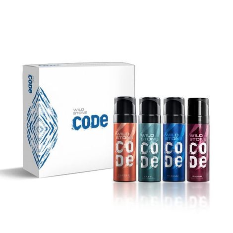 Buy Wild Stone Code Gift Set Body Perfume Iridium-Titanium-Steel-Copper Pack of 4 (40 ml each)-Purplle