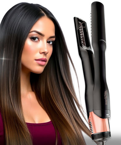 Buy MakeMeeBold by Urban Yog Wet To Straight Air Brush | 1200W Wet To Dry Hair Straightener With Smart Airflow | 1.4" Ceramic Plates & Teeth | 3 Air Speed Settings | Air Straightener For Hair, Black, 1 Pc-Purplle