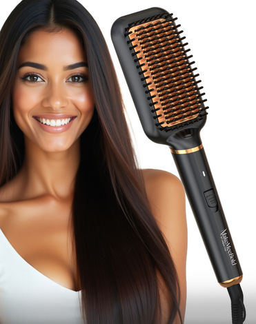 Buy MakeMeeBold by Urban Yog Frizz Free Straightening Brush for Hair | Hair Straightener Brush with 73mm Large Paddle Design | Electric Comb for Women | PTC Fast Heat-Up (30s) | 2 Heat Settings (180°C & 210°C) | Auto Shut-Off & 360° Swivel Cord, 1 Pc-Purplle