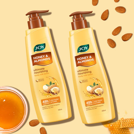 Buy Joy Honey & Almonds Ultimate Nourishing Body Milk Lotion (400 ml x 2) | With Shea Butter & Vitamin E | Long Lasting Moisture | Prevents Dryness & Provides Intense Moisturization for Dry Skin Pack of 2-Purplle