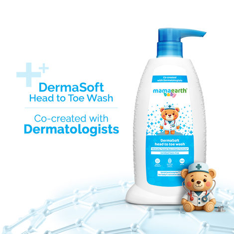 Buy Mamaearth Baby DermaSoft Head to Toe Wash with SensiCareComplex™ for Baby's Sensitive Skin - 250 ml Co-created with Dermatologists | Enriched with SensiCareComplexTM for Baby's Sensitive Skin | Safe and Non-irritant formula-Purplle