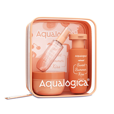 Buy Aqualogica Refresh+ Sweet Summer Kiss Body Care Set | Perfume Body Wash | Perfume Body Mist | Hydra Gel Moisturizer | Long-Lasting Sweet Strawberry Fragrance-Purplle