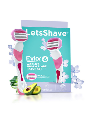 Buy LetsShave Evior 6 Razor – World’s First 6 Blades, Aloe Bar | Smooth Shave for Bikini & Body 1 pc-Purplle