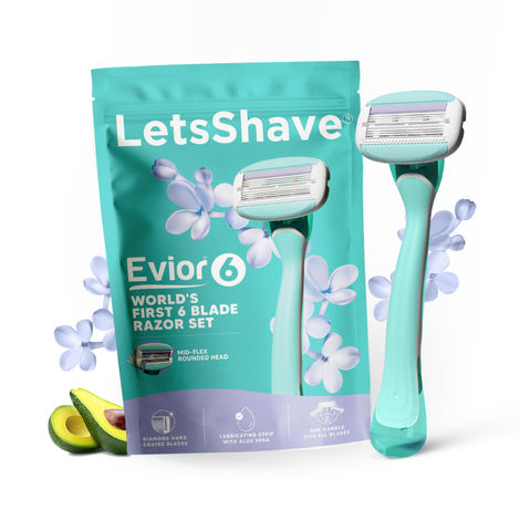Buy LetsShave Evior 6 Razor – World’s First 6 Blades, Aloe Bar | Smooth Shave for Bikini & Body 1 pc-Purplle