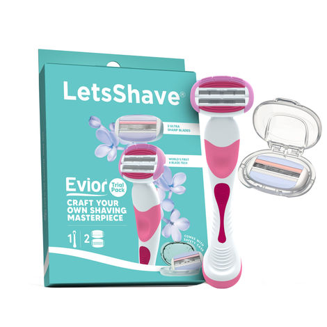 Buy LetsShave Evior Trial Kit for Women with Mid Flex | World's First 6 and 3 Blade System Razor-Purplle