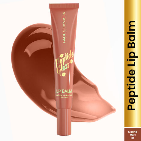 Buy FACES CANADA Peptide Gloss Lip Balm - Mocha Melt 01, 10 ml | Tinted Lip Balm | Deeply Nourishing | Lightweight | Soft & Smooth Finish | Overnight Lip Treatment | With Butters & Hyaluronic Acid Infused-Purplle