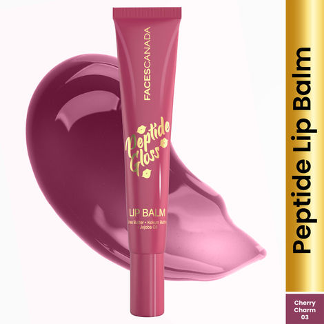 Buy FACES CANADA Peptide Gloss Lip Balm - Cherry Charm 03, 10 ml | Tinted Lip Balm | Deeply Nourishing | Lightweight | Soft & Smooth Finish | Overnight Lip Treatment | With Butters & Hyaluronic Acid Infused-Purplle