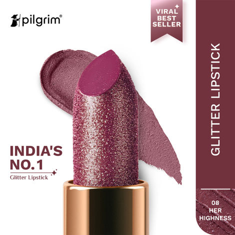Buy Pilgrim Her Highness-08 Luxurious 3-D Glitter Lipstick With Matte Finish (4.2 gm)-Purplle