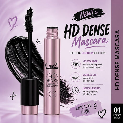 Buy Glam21 HD Dense Mascara Thick & Waterproof defined lashes Lasts up to 16 hr with no clumping - Black 10 ml-Purplle