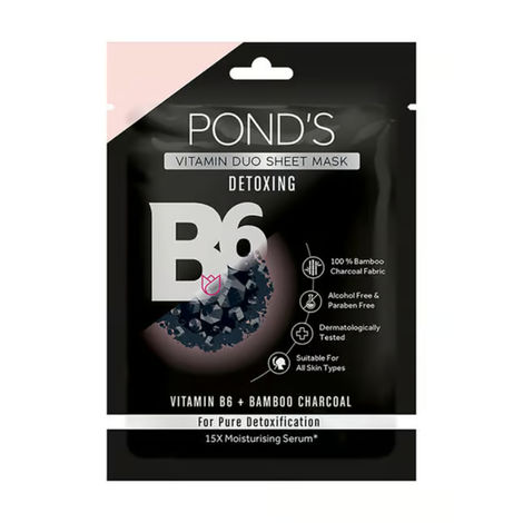 Buy POND'S&nbsp;Bamboo Charcoal Clear Detoxing, With Vitamin B6 Sheet Mask, 25 ml-Purplle
